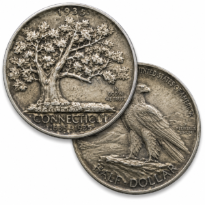 1935-silver-half-dollar-commemorative-connecticut-almost-uncirculated-reverse half dollar, silver coin, silver coins for sale, buy silver coins, silver coins near me, silver coin sale, silver coin dealers near me, purchase silver coins